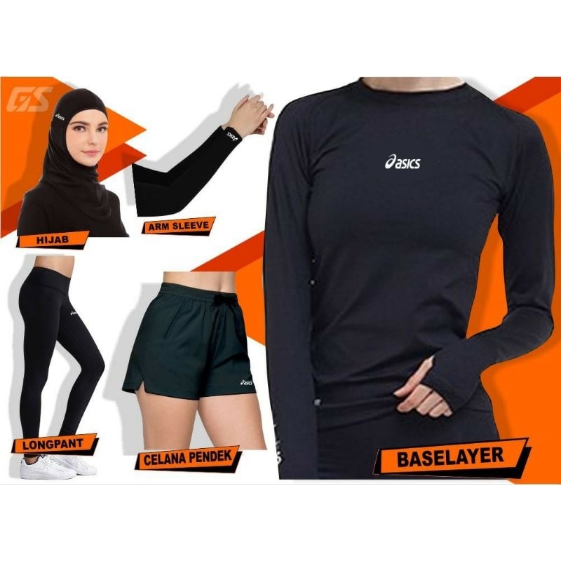 Set manset panjang dewasa legging panjang dan celana wanita arm Sleeve hijab instan Voli running lar
