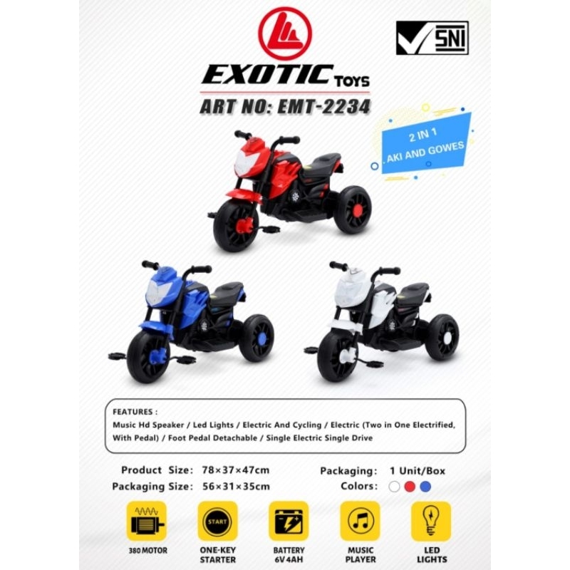 MOTOR AKI ANAK EXOTIC EMT 2214 / 2234 MOTOR MAINAN ANAK MOTORAN AKI ANAK MOTOR 888