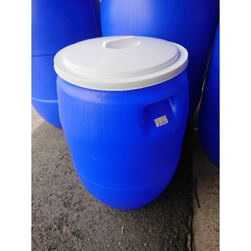 Tong Air Biru 60L + tutup Drum tempat penampungan air 60 Liter