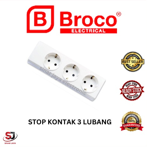 BROCO STOP KONTAK 3 LUBANG / TERMINAL BROCO 3 LUBANG / STOP KONTAK BROCO 3 LUBANG