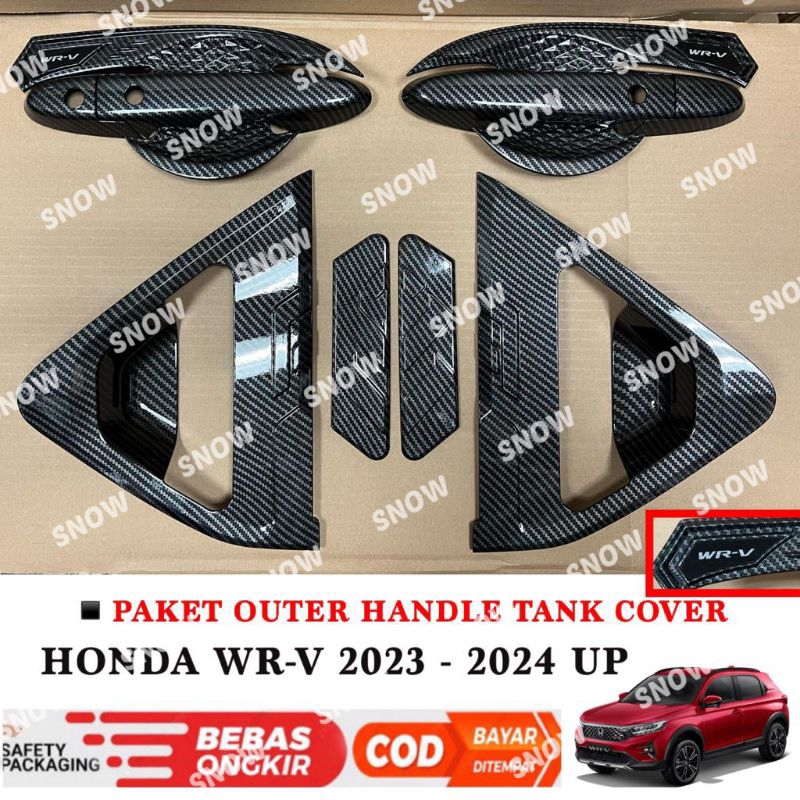 Paket Outer Handle Depan Belakang Cover Honda Wrv WR-V 2023 2024 Platinum Carbon Glossy