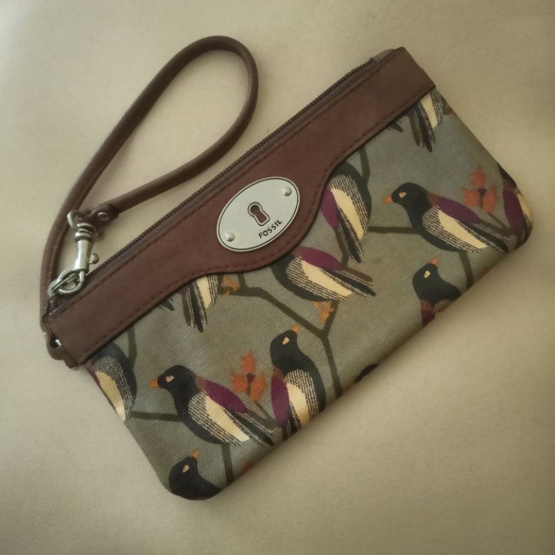 Dompet Fossil Keyper Wristlet Pouch Wrislet Preloved