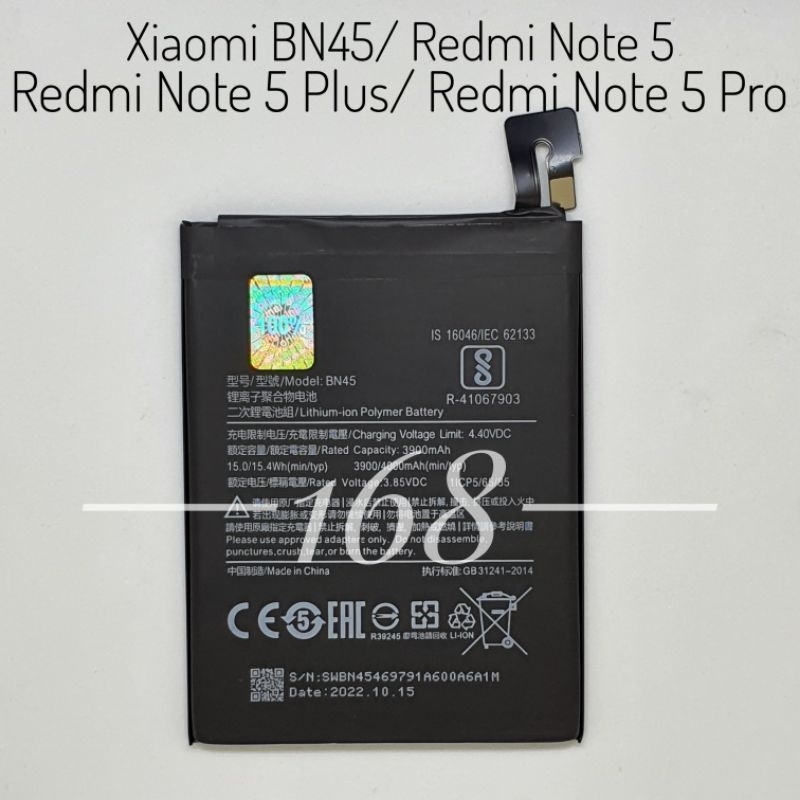 Baterai Batre Batere Xiaomi BN45 BN 45 Redmi Note 5 / Redmi Note 5 Pro / Redmo Note 5 Plus Original Battery