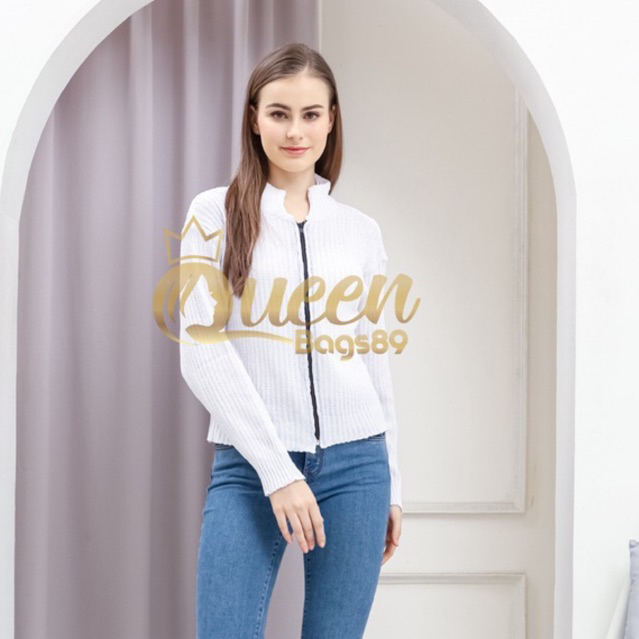 queenbags89 baju outfit cewek baju atasan wanita baju Rajut Yuki Knite Zipper