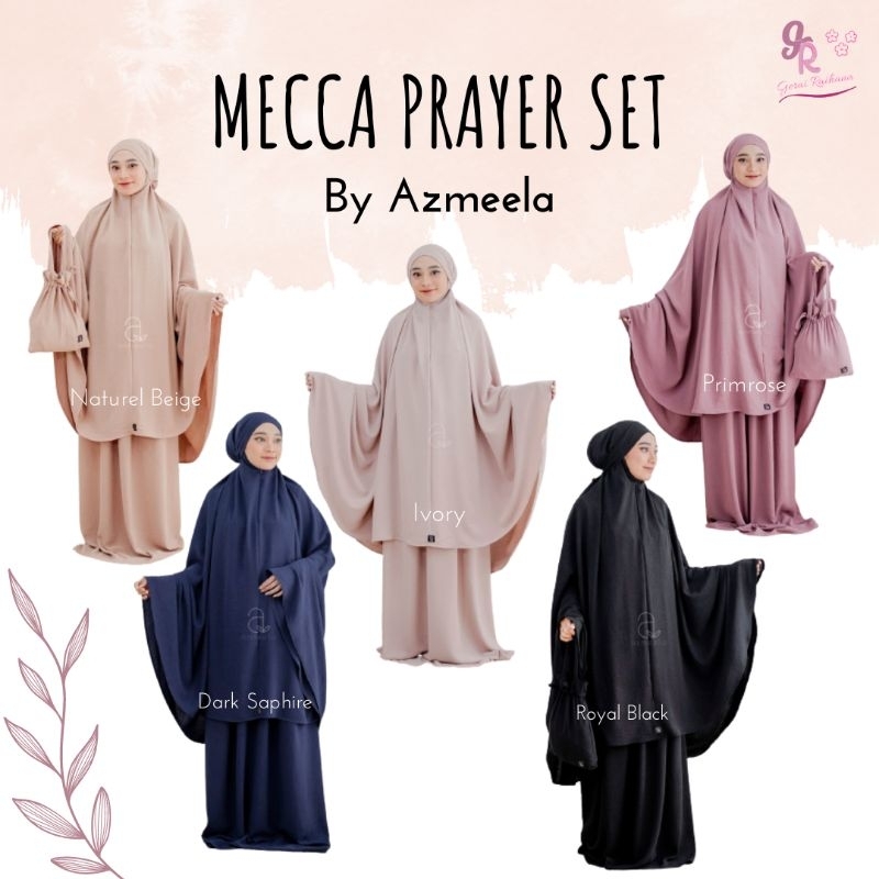 [ NEW ] MECCA Prayer Set /Mukena Set  3 in 1  crinkle by Azmeela