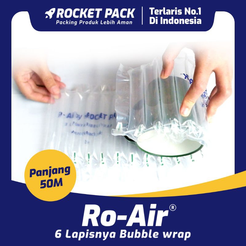 

Inflatable Air Bubble Cushion Wrap Ro-Air 50m Tinggi 15-90cm Rocket Pack REGULER