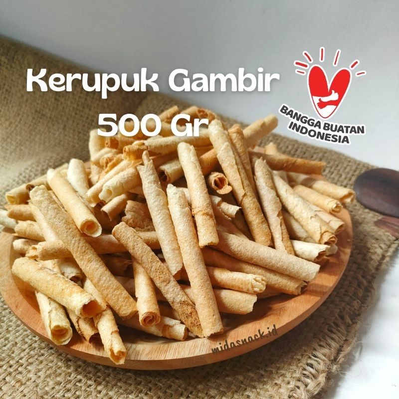 

Kerupuk Gambir 500gr mini panjang contong cocok dijual kembali cemilan enak murah