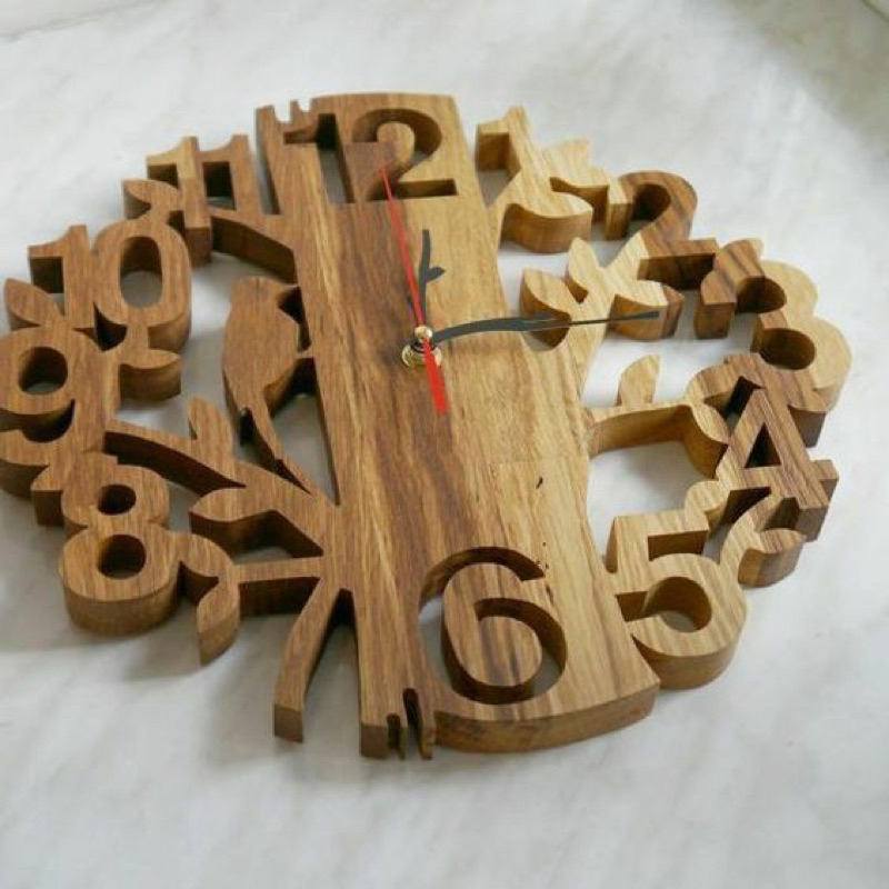 Jam Dinding Kayu Jayi Model CNC Krawangan