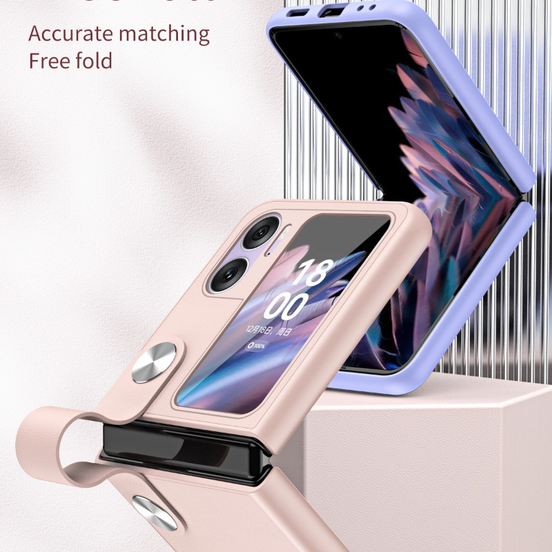 Hard Case Oppo Find N2 Flip Oppo Find N3 Flip Adjustable Stand Holder Portable Casing Ponsel Kulit Silikon Macaron Candy With Stand Pegangan Tangan Elegan