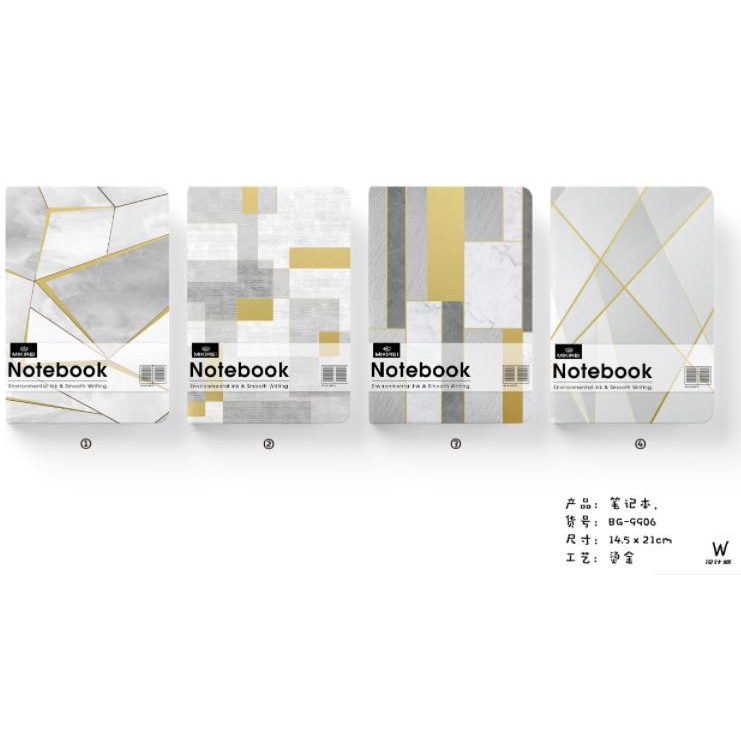 Agenda Hardcover Mikirei Notebook Bergaris - Notepad Grey 9906