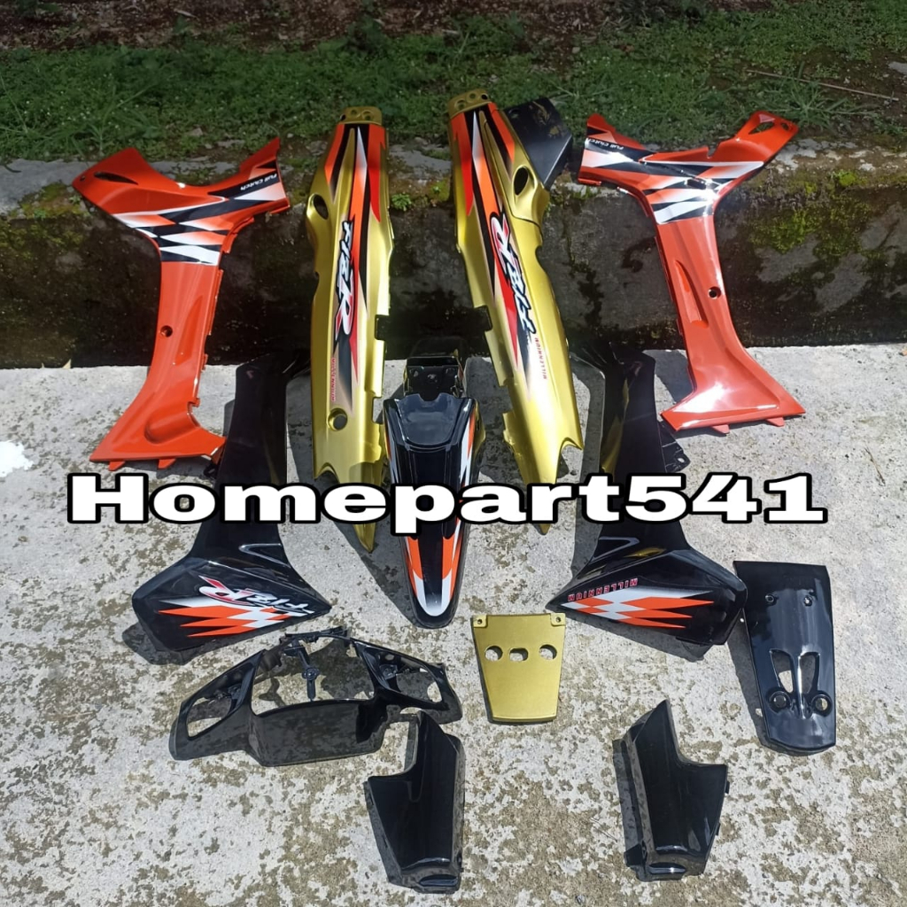 FULL SET BODY HALUS YAMAHA FIZ R FIZR SET STRIPING HITAM ORANGE