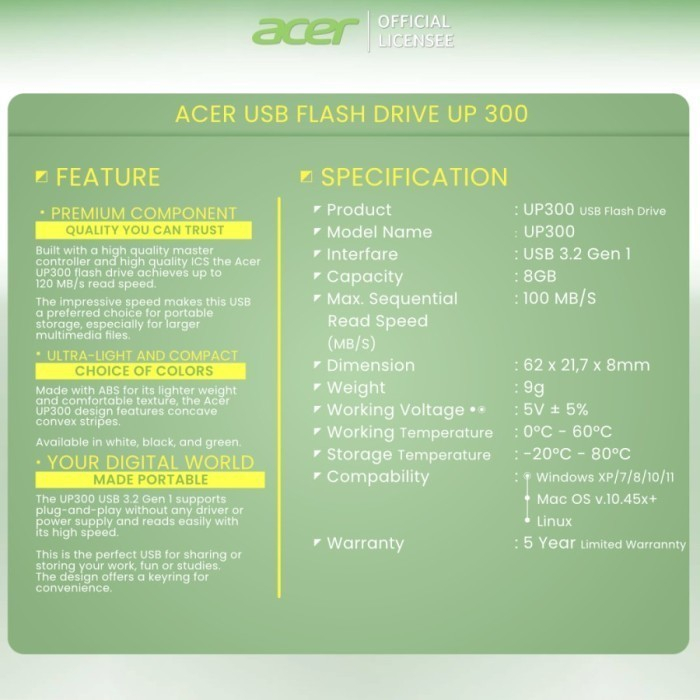 Flashdisk 16GB UP300 Usb 3.0 Acer