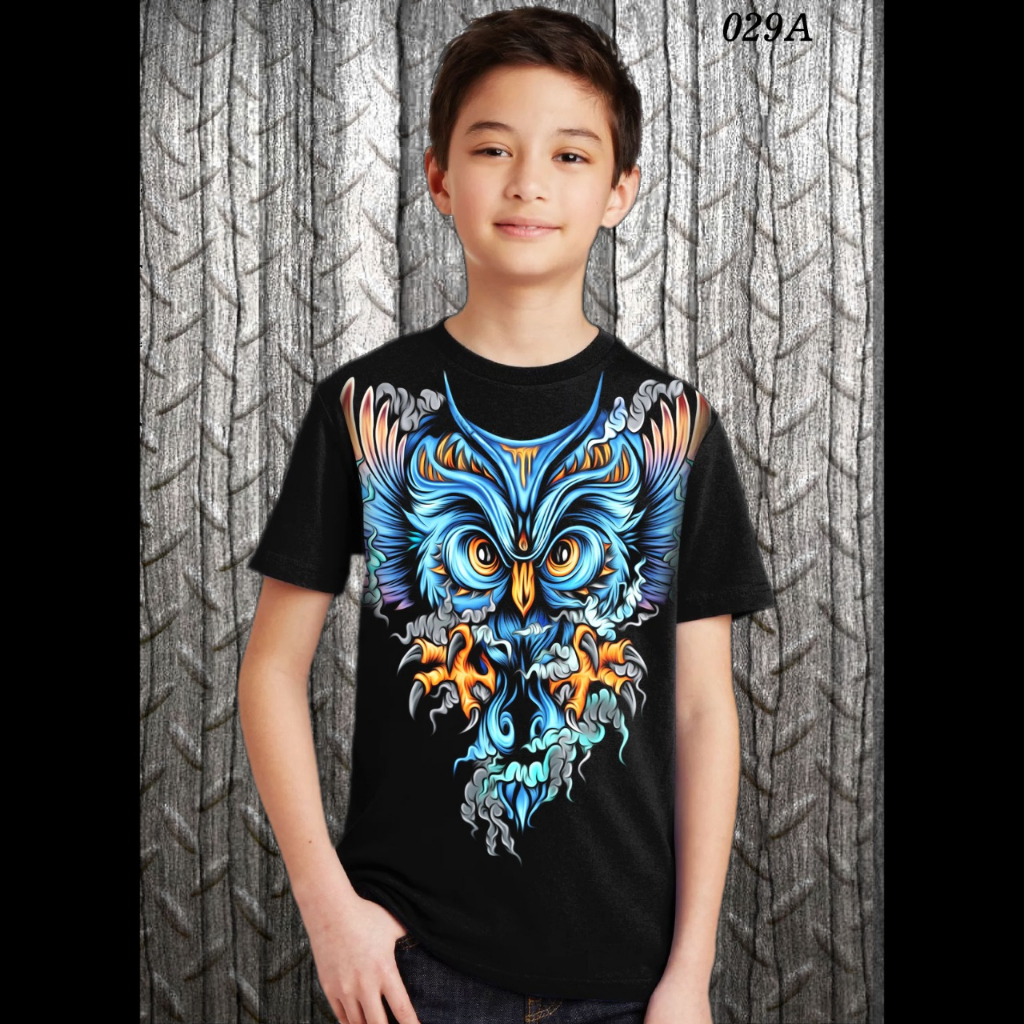 Kaos Distro anak Umur 5 tahun - 13 tahun Motif OWL BATIK / kaos anak laki tanggung / shalch trendy