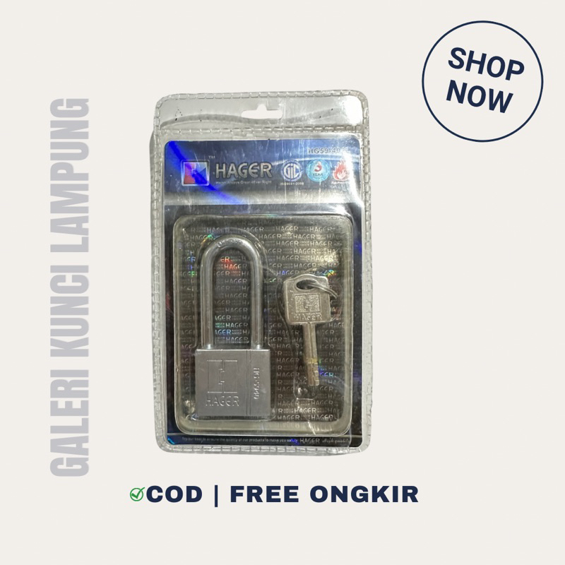 Gembok Leher Panjang Hager 40mm/50mm/60mm