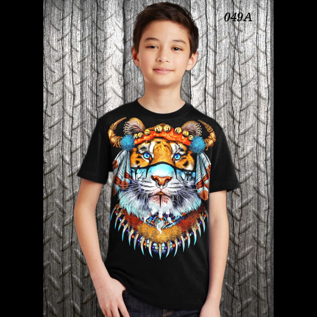 Kaos distro anak umur 5tahun - 13tahun motif macan Rumbai / Kaos anak-anak