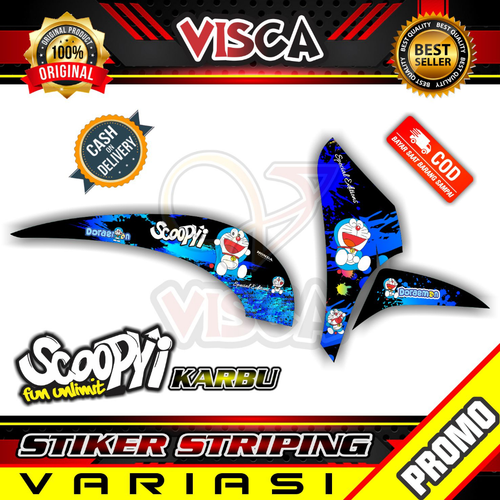 Stiker Striping Scoopy Karbu Variasi Doraemon
