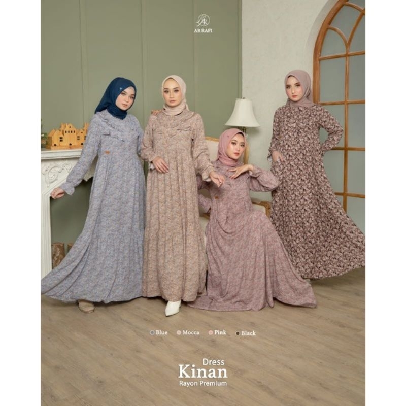 Kinan Dress arrafi gemis motip baju muslim wanita terkini size L