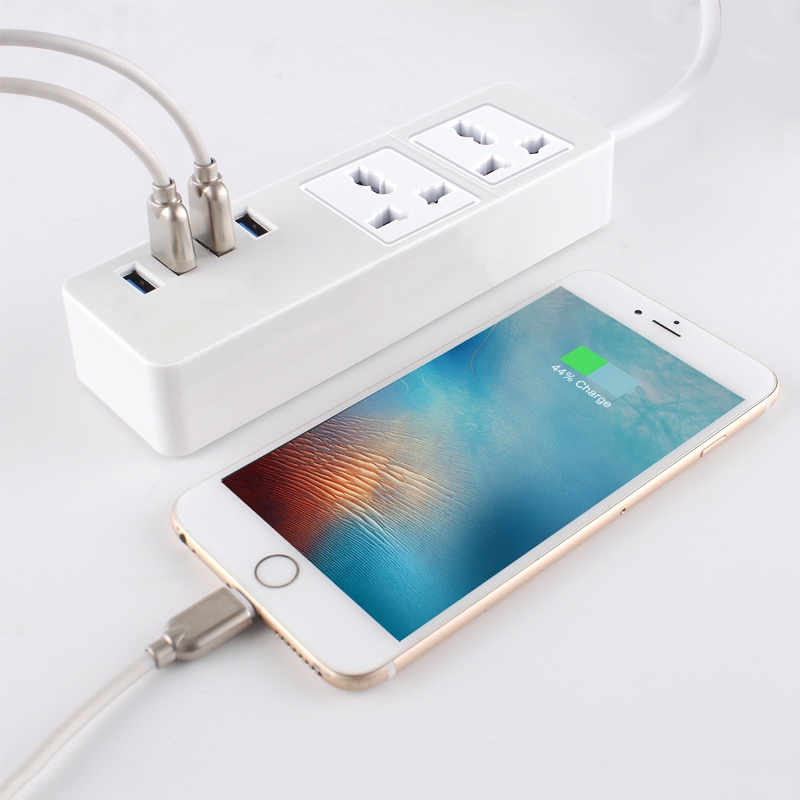 Kontak USB Power Strip Stop Colokan Listrik 2 Power Socket 4 Smart USB Port