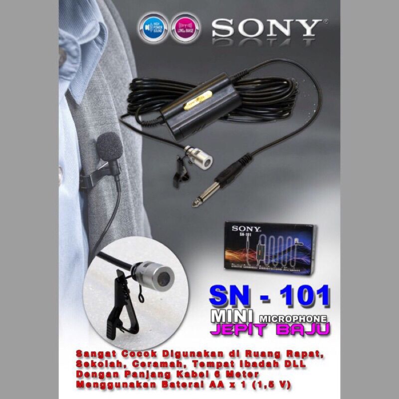 mic clip on SONY SN-202/101.mic kabel jepit. suara sensitif cocok buat imam