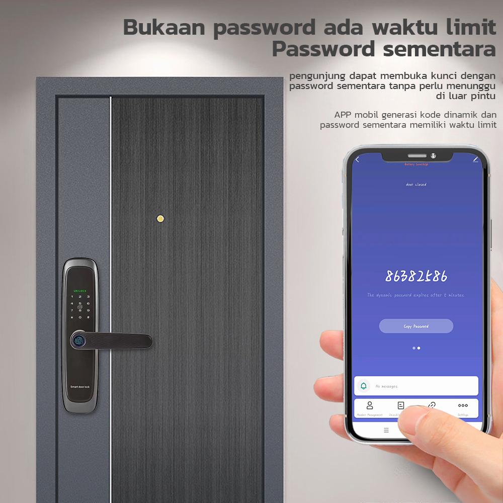 Kadonio kunci pintu elektrik Kunci Pintu handle kunci pintu Sidik Jari Password kunci pintar Kontrol App smart door lock