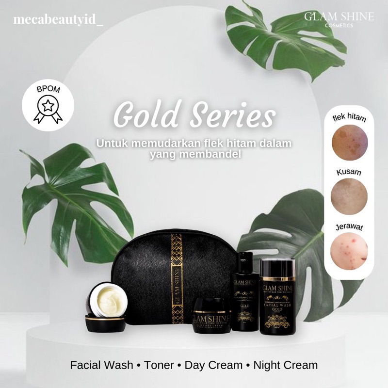 Glamshine Paket Basic Gold Series Skincare krim wajah cream Glame shine  Cosmetics Kosmetik Pemutih 