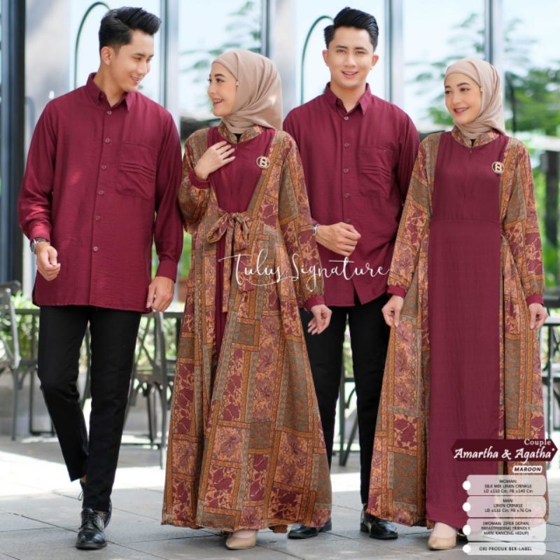 Couple Raya Series Gamis Kemeja Sarimbit Lebaran Original Hijab Sister Tulus Signature dan Vente Dre