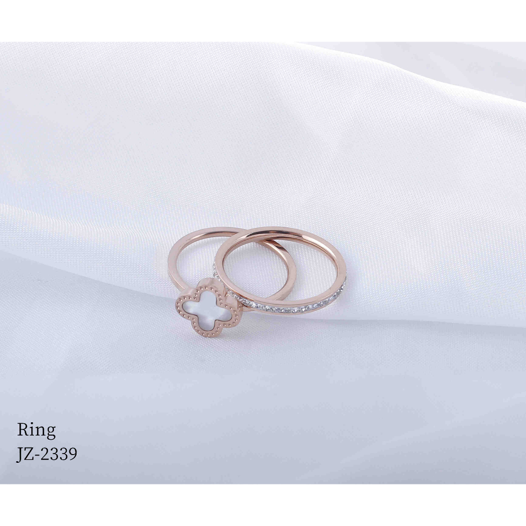 Cincin Titanium 2Susun Permata Perhiasan Fashion 2339