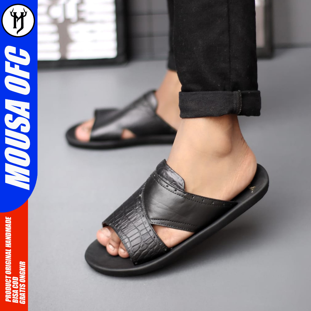 MOUSA TARO - Sandal Slide Kulit Asli Dewasa Slop Pria