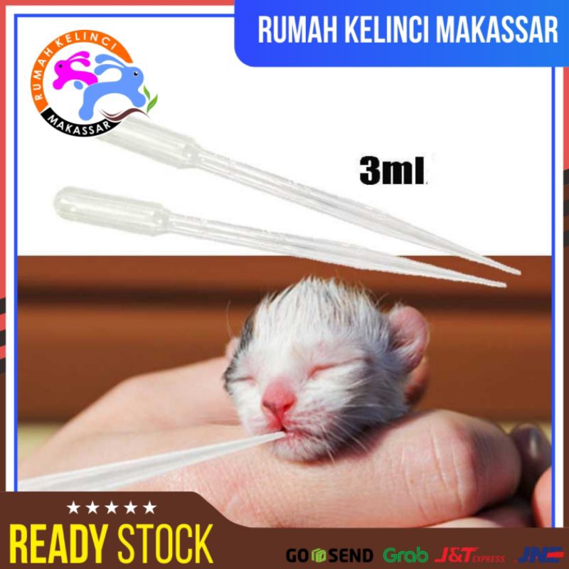 Spet/Spuit Pipet Plastik 3ml Lolohan Burung Hewan Alat Suap Susu Obat Makan Bayi Kucing Anjing