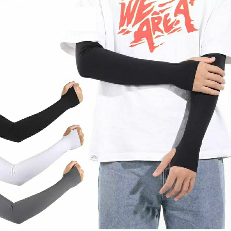 Manset Tangan Polos Jempol Hitam / Manset Muslim Jempol / Handsock