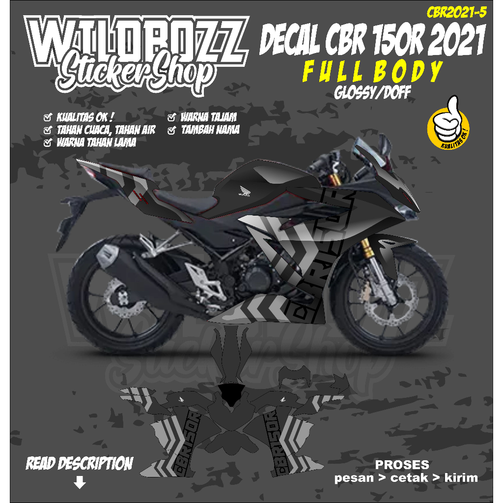 decal cbr 150R 2021 full body simple keren (cbr2021-5) wildbozz sticker