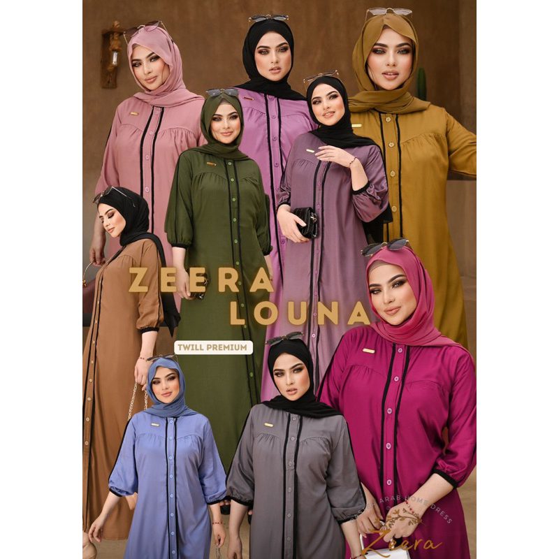 Daster Arab ZEERA LOUNA Midi Dress Busui  Bumil Rayon Twill Premium Ori