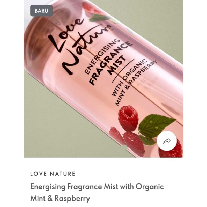 LOVE NATURE REFRESHING FRAGRANCE MIST WITH ORGANIC MINT &amp; RASPBERRY / LOVE NATURR REFRESHING FRAGRANCE MIST WITH ORGANIC COCONUT WATER &amp; MELON