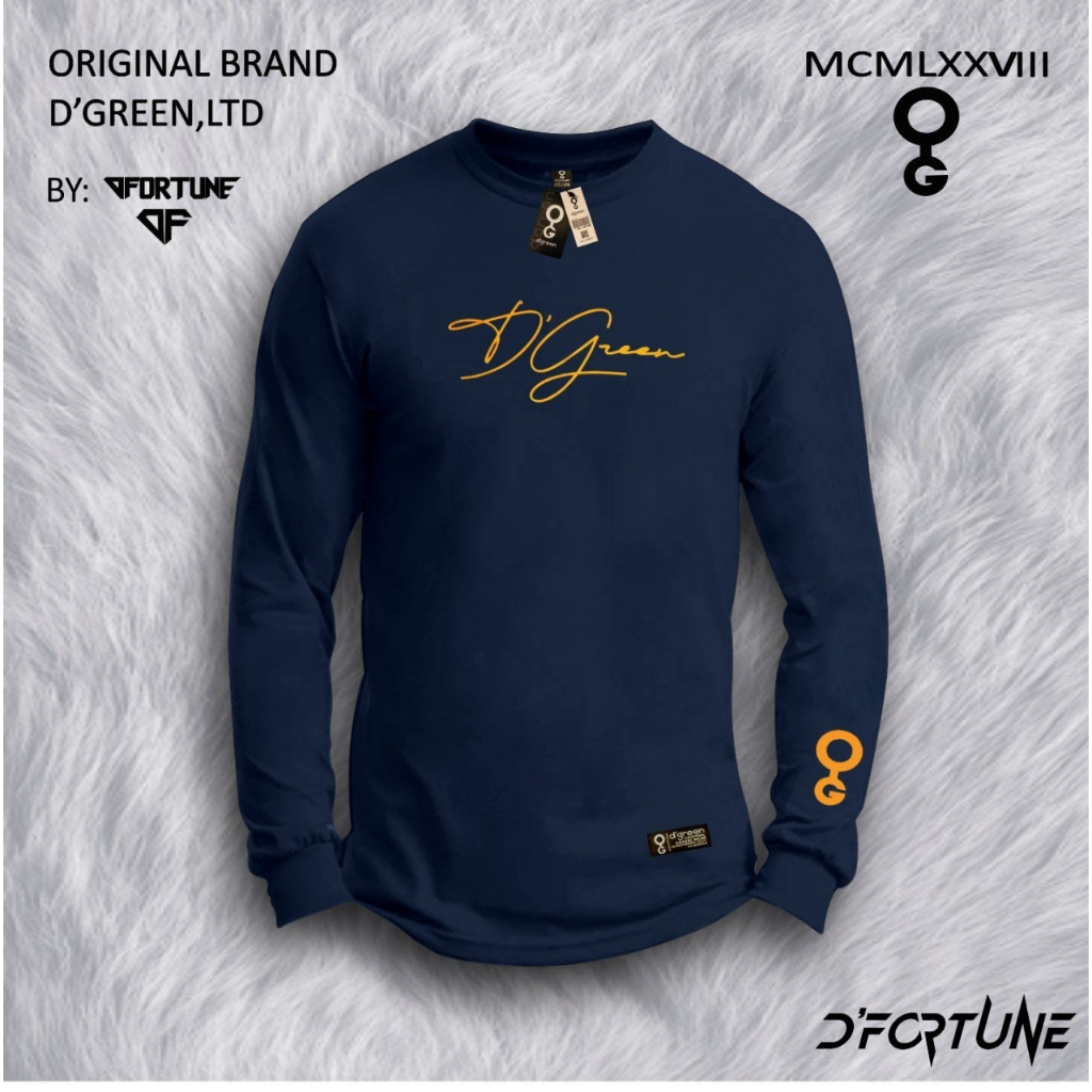 Kaos Distro Pria D GREEN Lengan Panjang  Warna Kuning Terbaru Bahan Combed 30s Baju pria wanita Tang