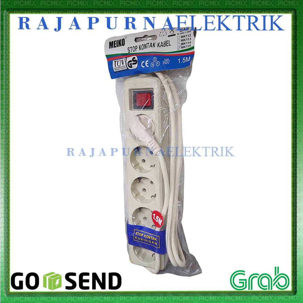 Stop Kontak 5 lubang - saklar on-off - kabel 1.5 meter - SNI - MEIKO