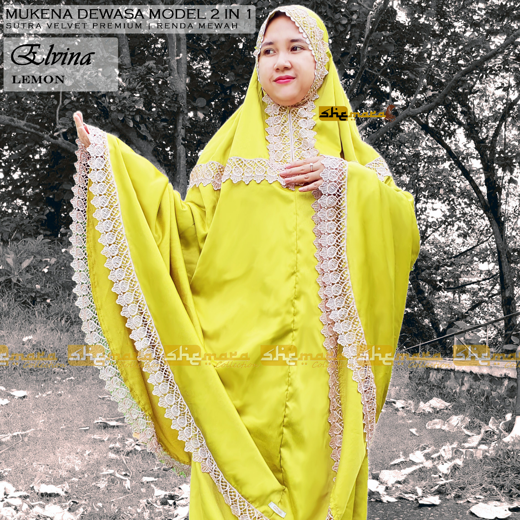 Mukena Dewasa 2in1 Silky Renda Mewah Silk Premium [SheMara] - ElvinaSeries