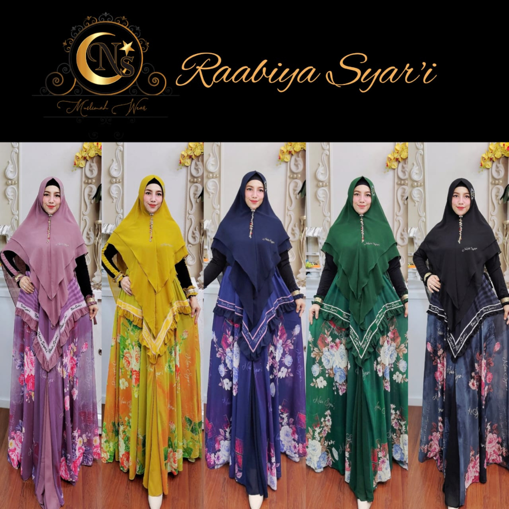 GAMIS SYARI SET HIJAB PREMIUM RAABIYA SYARI GAMIS MOTIF MEWAH BY NAIS SYARI