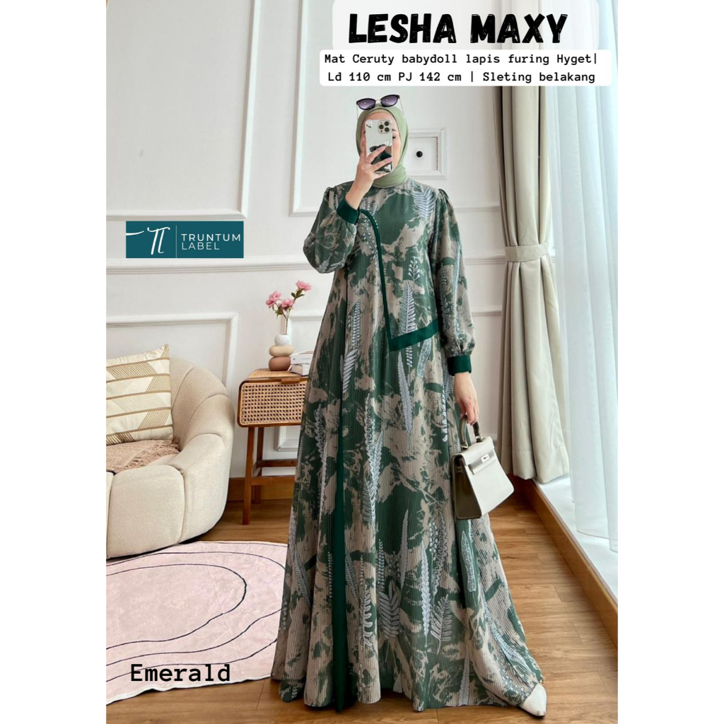 LESHA GAMIS DRESS MAXY ORIGINAL BY TRUNTUM LABEL HIJAB FASHION ORI TERBARU LEBARAN 2023 MUSLIM WANIT