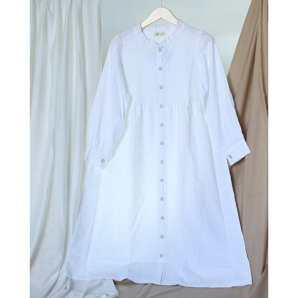 Long Tunik | Midi Dress Katun Bordir Rubia Import | Lebaran | Remaja | Klasik | Casual | Vintage | H