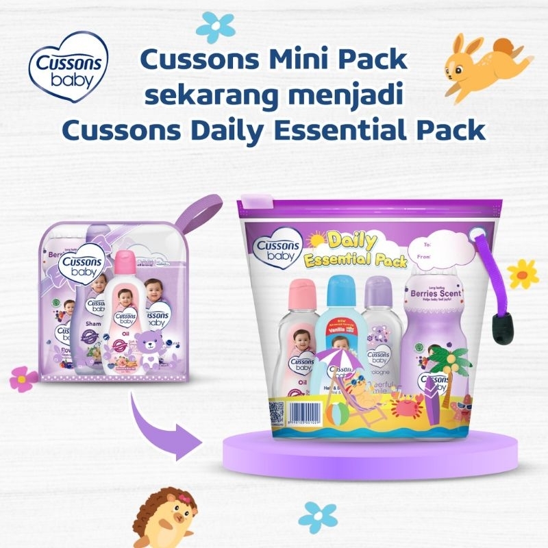 Cussons baby gift kado bag set BASIC ESSENTIAL MEDIUM dan MINI pack perlengkapan mandi bayi sabun shampo telon bedak baby cream hair lotion