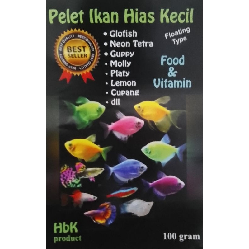 PELET IKAN HIAS KECIL HBK PAKAN IKAN GLOFISH NEON GUPPY MOLLY