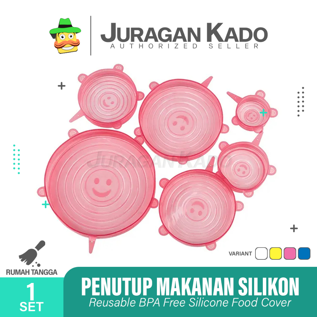 Penutup Wadah Makanan Silikon 6in1 Serbaguna Sillicone Food Cover Anti Tumpah Silikon Flexible