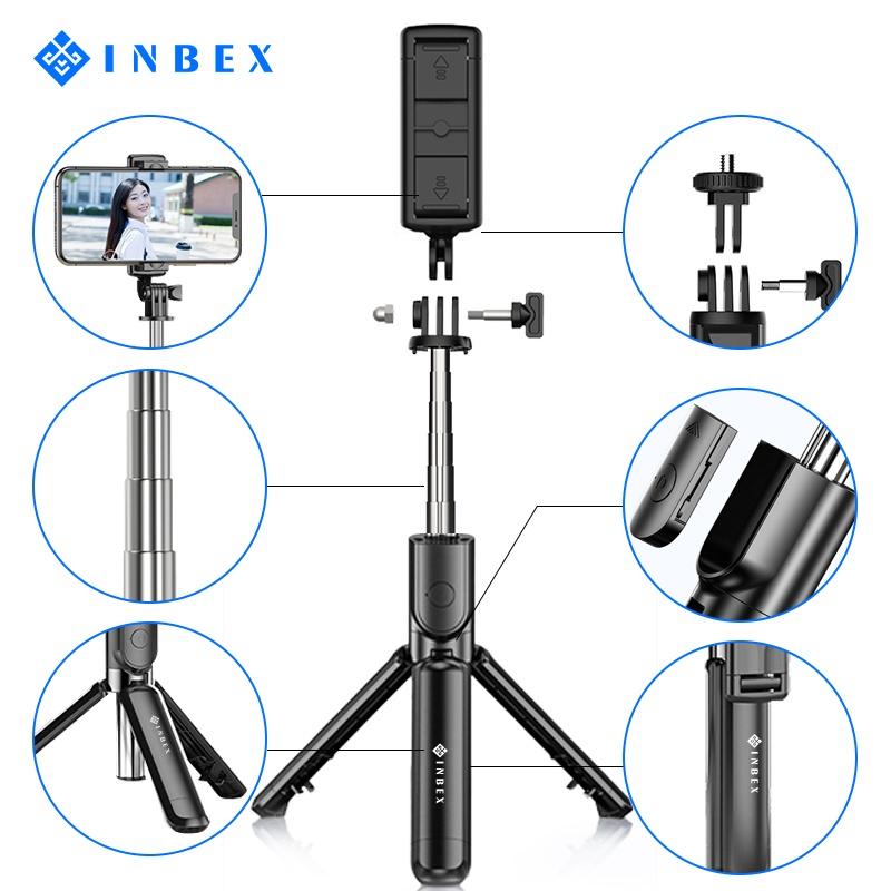 INBEX S03 Selfie Stick Tongsis Bluetooth Tripod 4 In 1/Tongsis Bluetooth selfie stick tripod