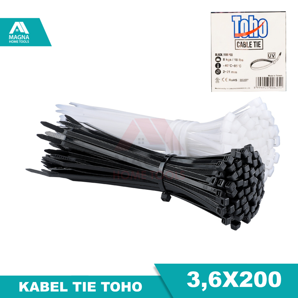 KABEL/CABLE TIES/TIS/TIE WARNA HITAM/PUTIH 20 CM 3.6X200