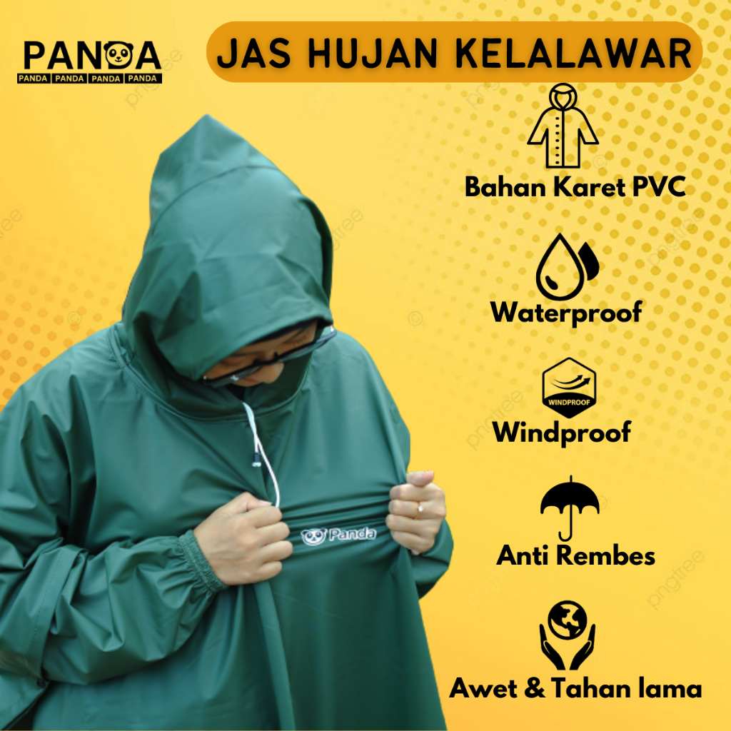 Jas hujan Kelalawar Besar Pria Wanita Bahan Full Karet PVC Tebal dan Elastis Kuat dan Anti Rembes