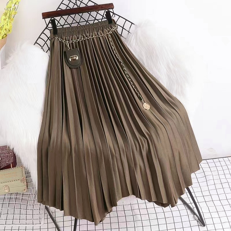 yikoo-Rok panjang mixi skirt tidak teratur wanita korea rok wanita （Sabuk gratis）