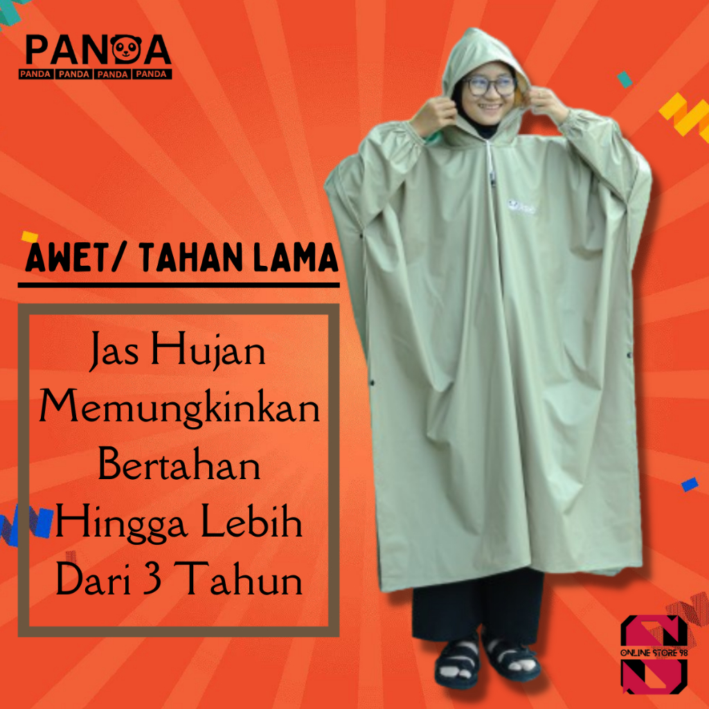 Jas Hujan Ponco Kelalawar By Panda Bahan Karet PVC Tebal dan Elastis Ukuran Jumbo Garansi Original