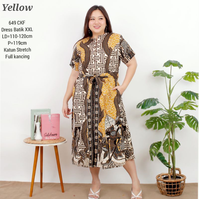 BIGSIZE DRESS UTARI BATIK JUMBO XXL TERUSAN KERJA KANTOR WANITA FASHION 649  MURAH