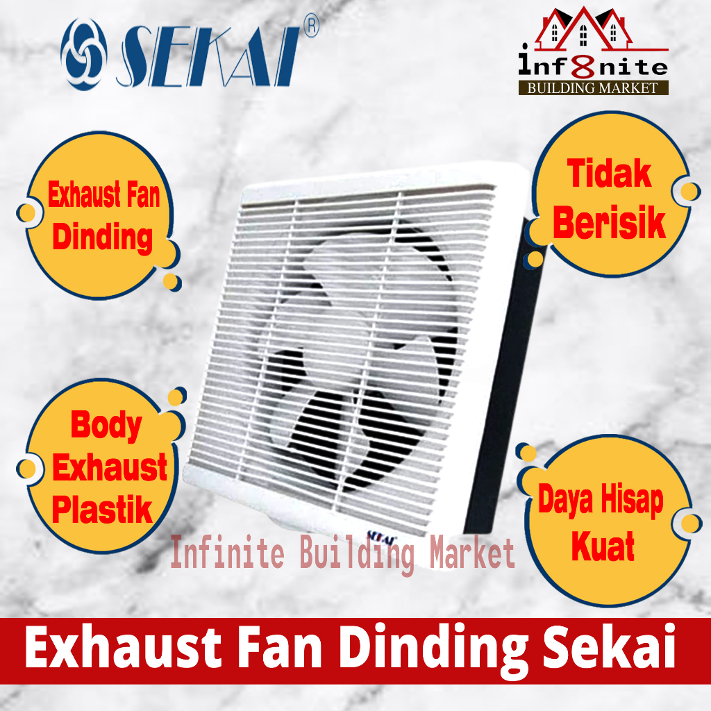 Wall Exhaust Fan Dinding 8 Inch Sekai WEF 890 Hexos Dinding Dapur