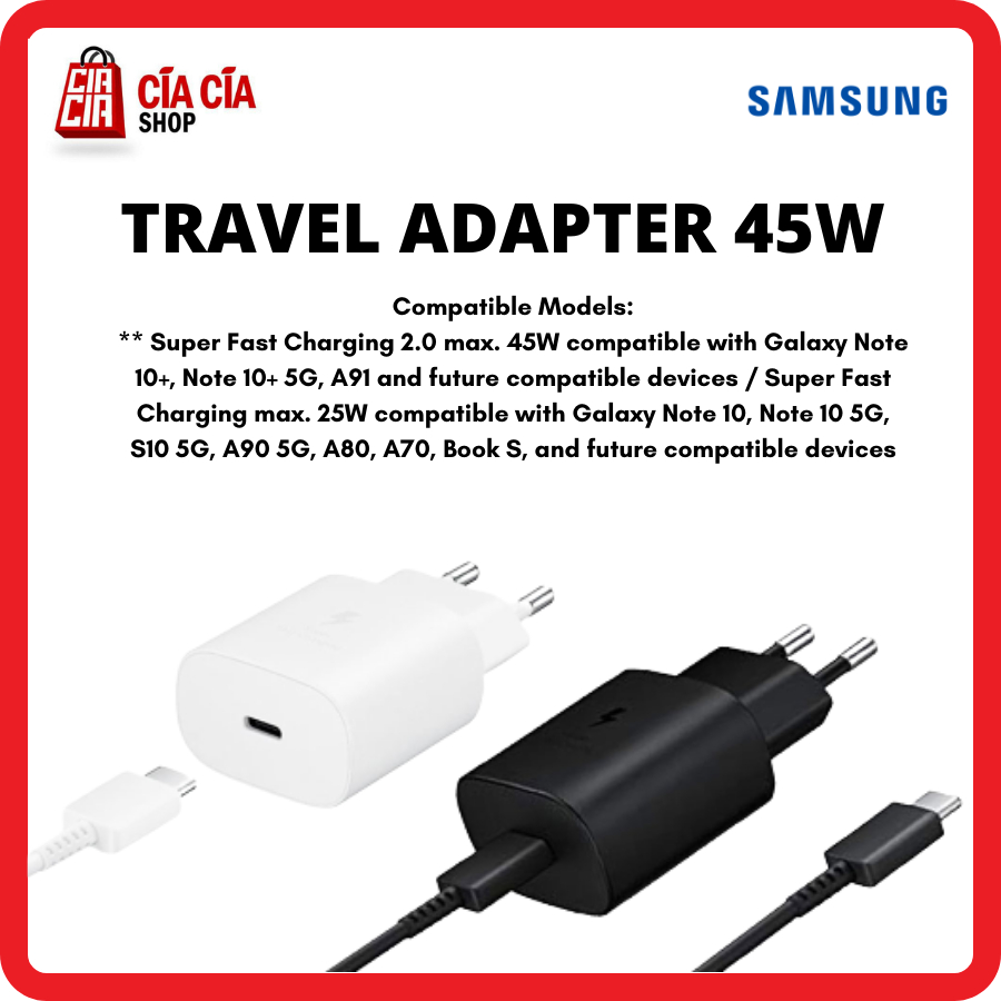 Charger Samsung Super Fast Charging 45W 5A PD USB Type C Original Samsung Tab S7 S20 Note 20 Ultra